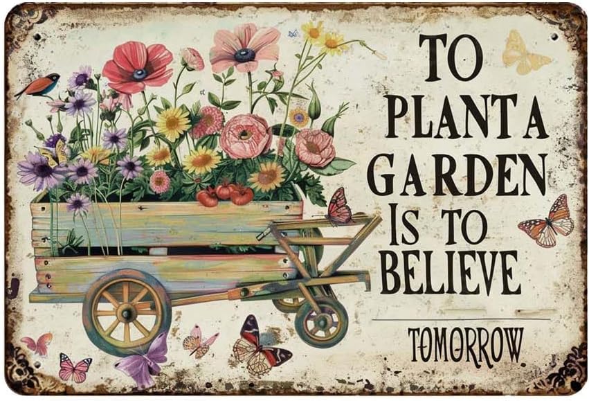 Home Office With Plants - Metal Tin Sign To Plant A