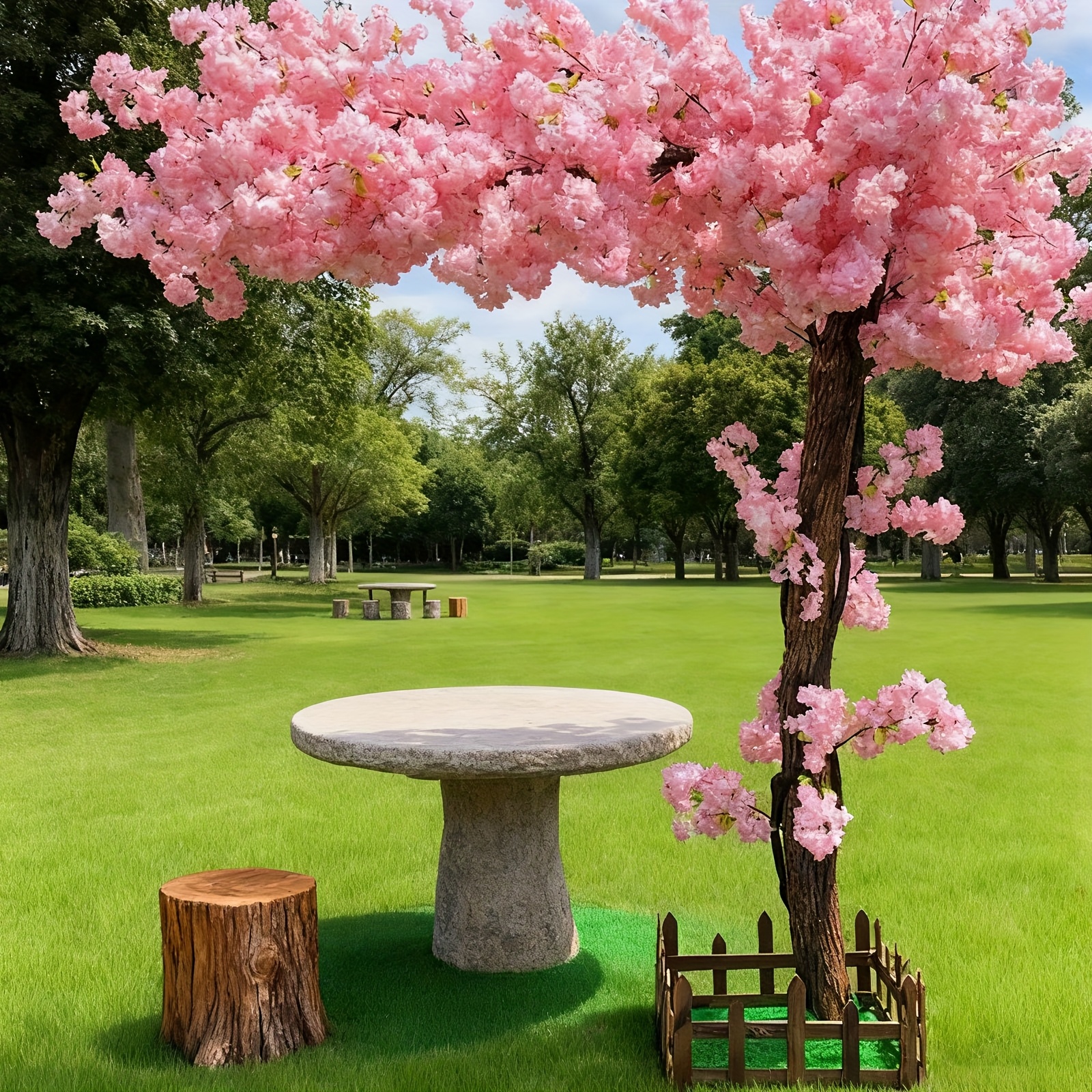 Home Office In Living Room - Artificial Cherry Blossom Tree, Handmade Light