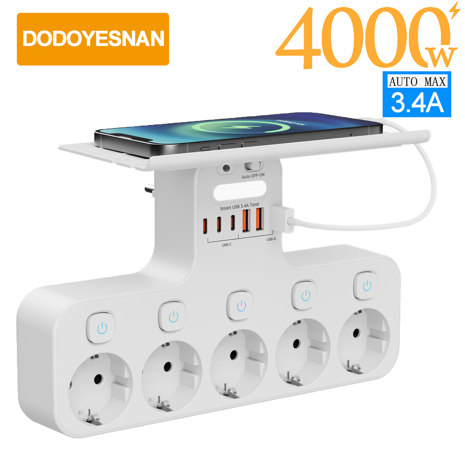 Power Strip Desk - Wall Power Strip EU Plug Independent