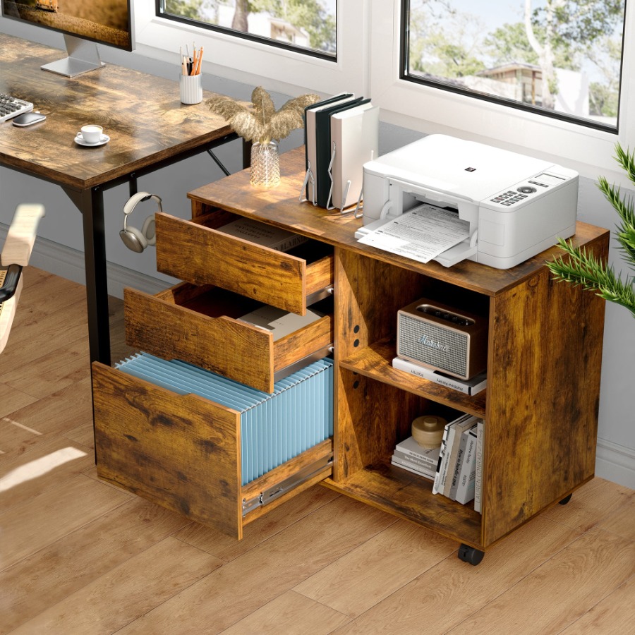 Home Office Printer - 3 Drawer File Cabinet with Wheels