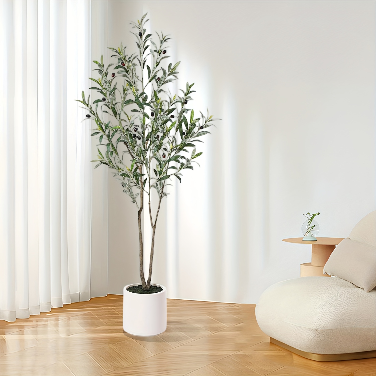 Home Office In Living Room - Artificial Olive Tree Set – 7FT