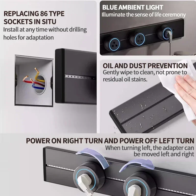 40cm 50cm Track Socket Wall Po - đánh giá và giá Power Strip Desk