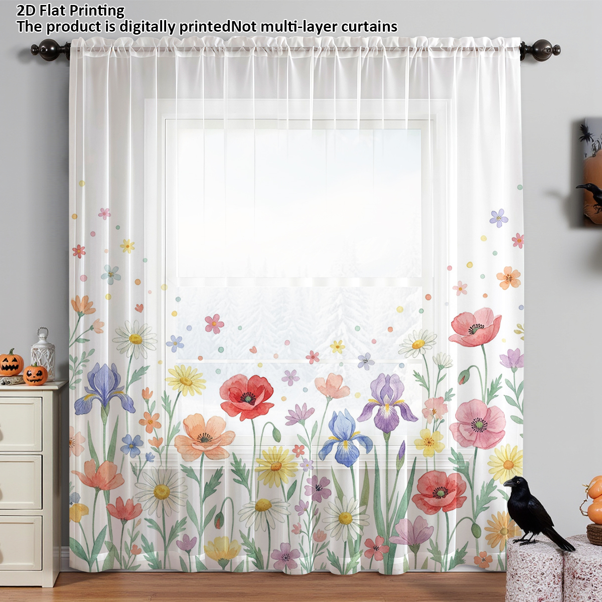 Floral Privacy Sheer Curtain,G - đánh giá và giá Home Office With Plants