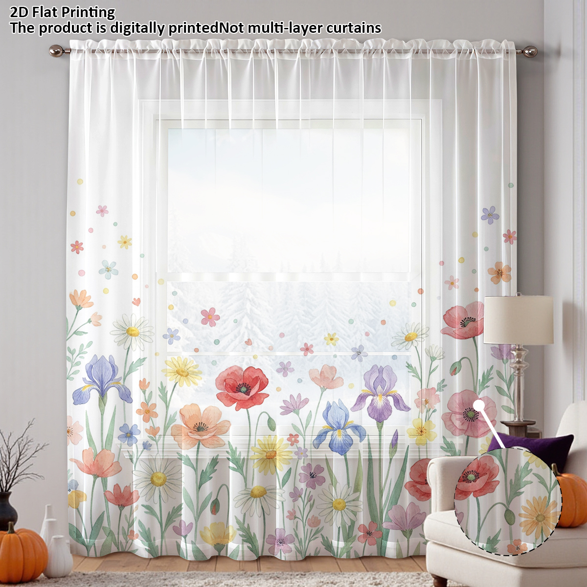Floral Privacy Sheer Curtain,G - đánh giá và giá Home Office With Plants