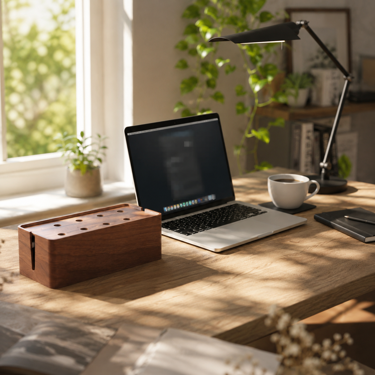 Power Strip Box Walnut Finish  - đánh giá và giá Power Strip Desk