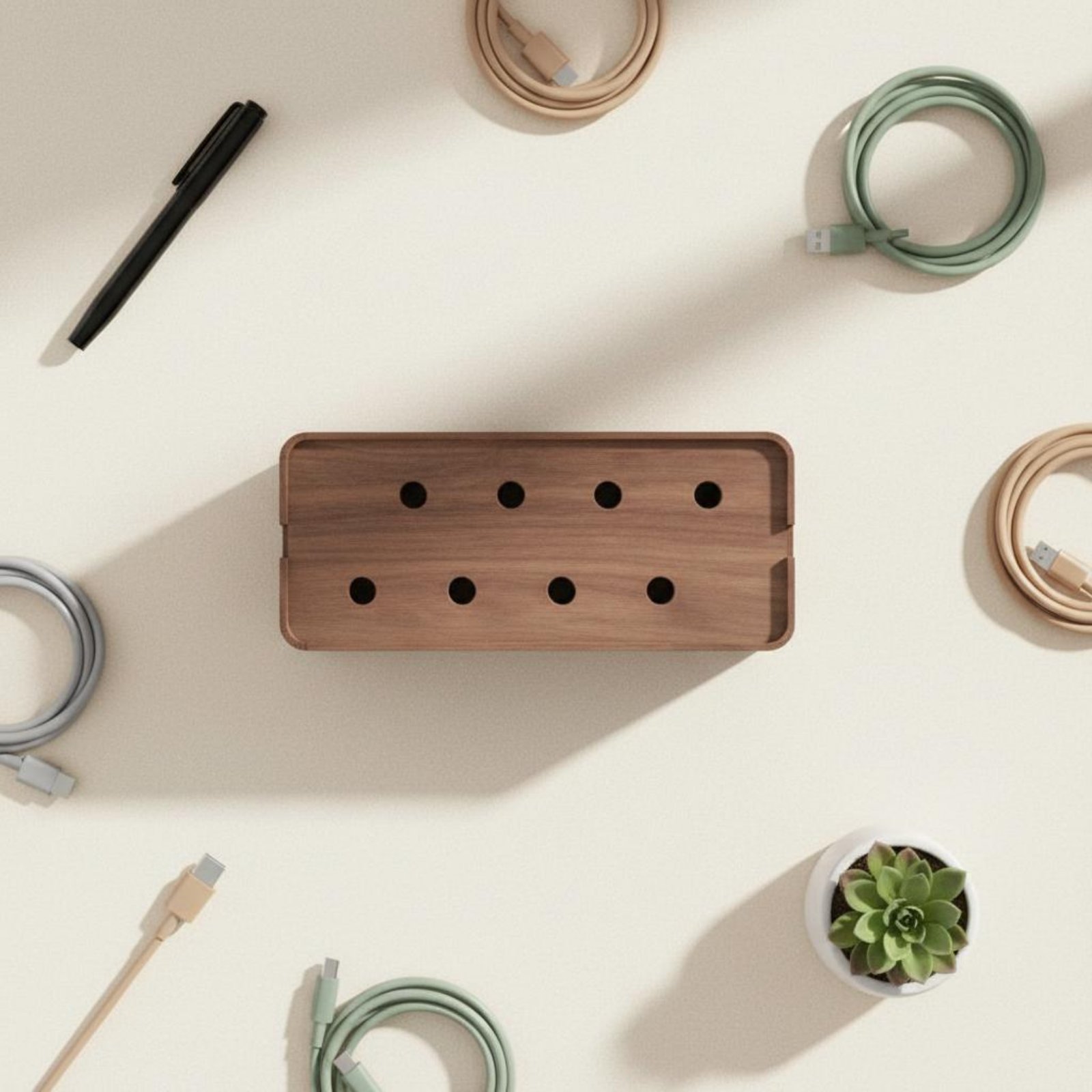 Power Strip Box Walnut Finish  - đánh giá và giá Power Strip Desk