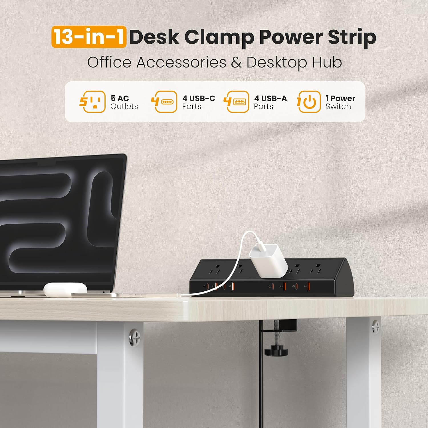 Desk Clamp Power Strip, 65W Fa - đánh giá và giá Power Strip Desk