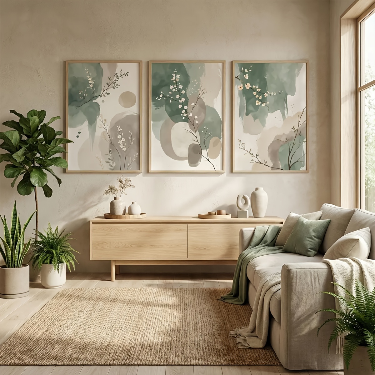 3pcs Japanese-Style Plant Canv - đánh giá và giá Home Office With Plants