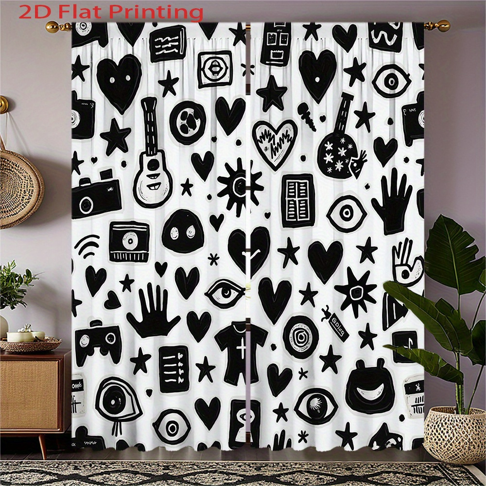 Graffiti Art Curtains 2pcs – B - đánh giá và giá Home Office Icon