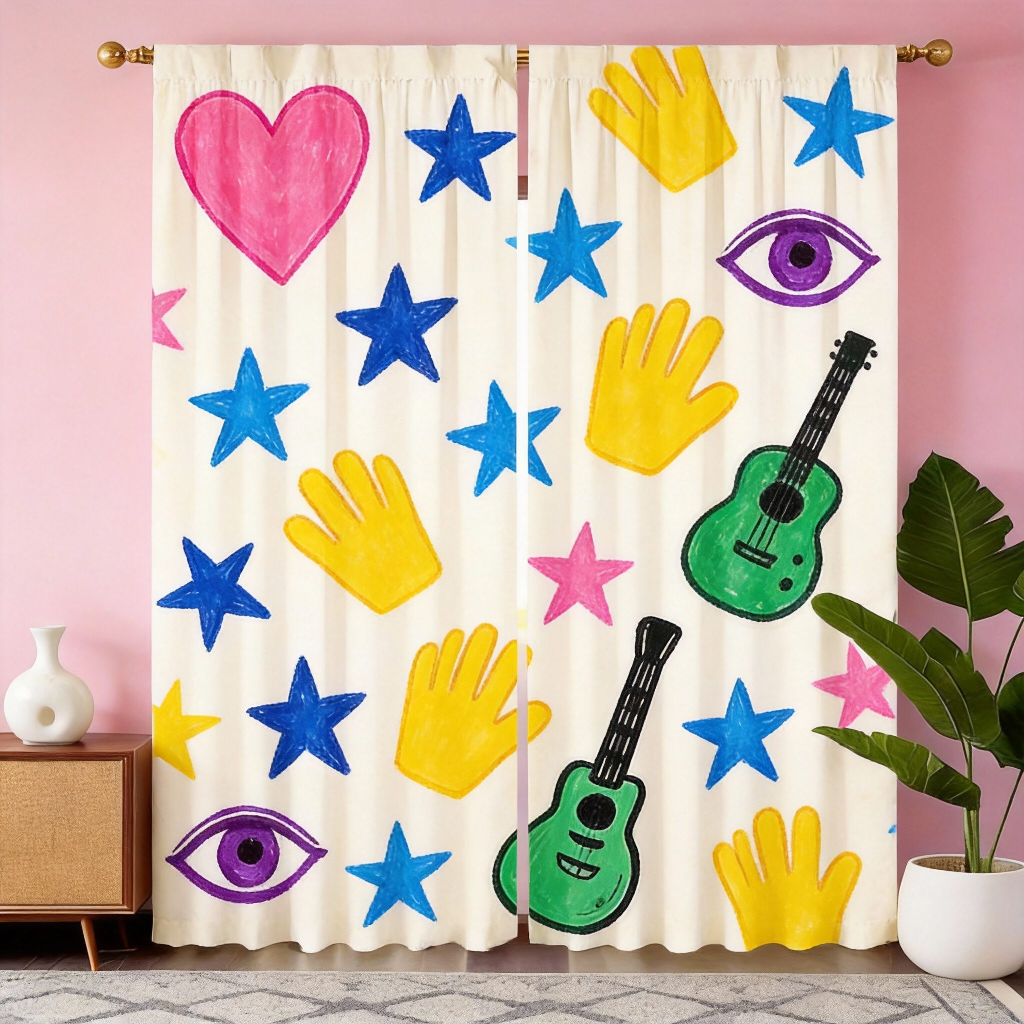 Graffiti Art Curtains 2pcs – B - đánh giá và giá Home Office Icon