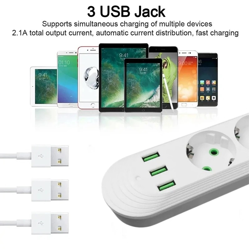 EU Plug AC Outlet 2500W Multip - đánh giá và giá Power Strip Desk