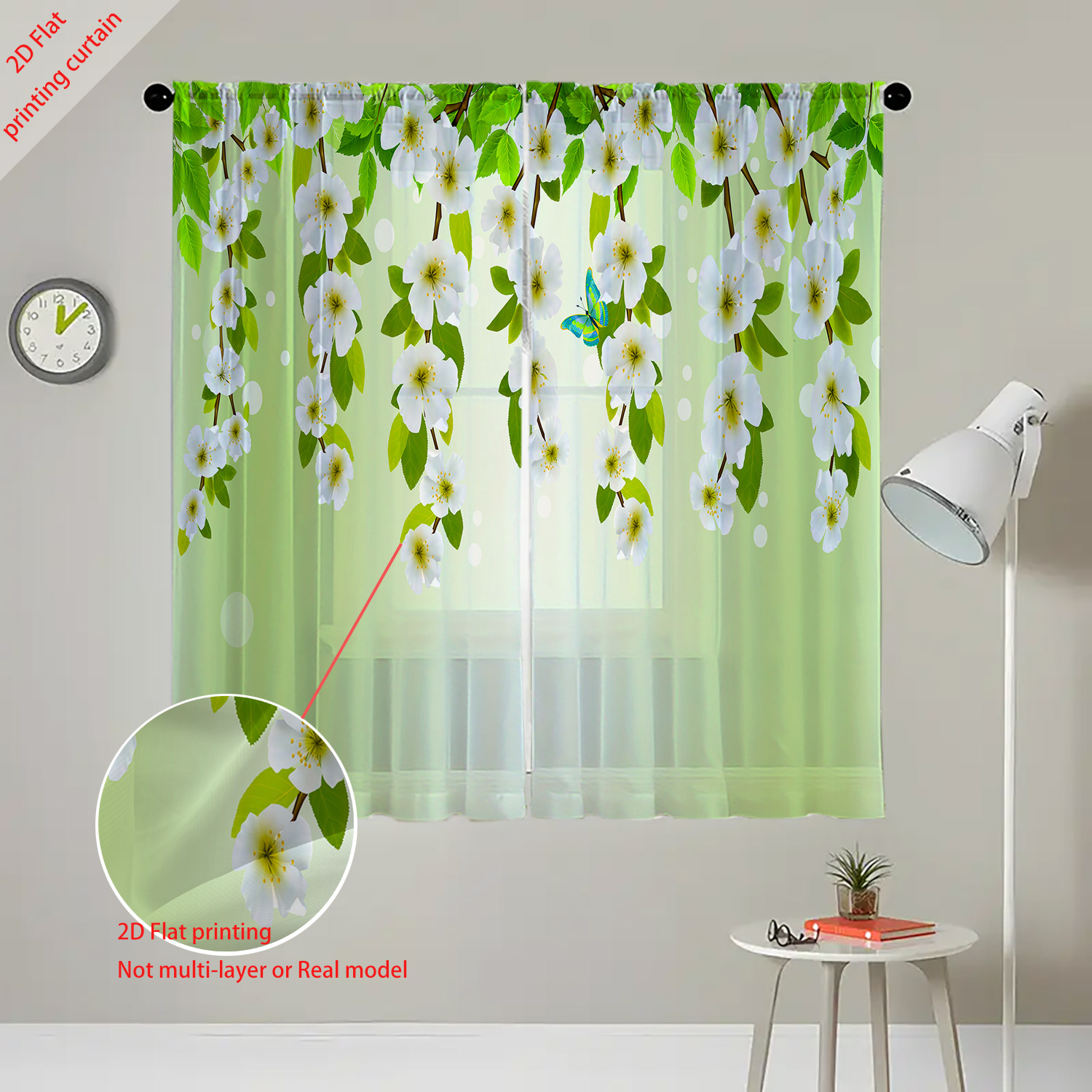 Printed transparent gauze curt - đánh giá và giá Home Office With Plants