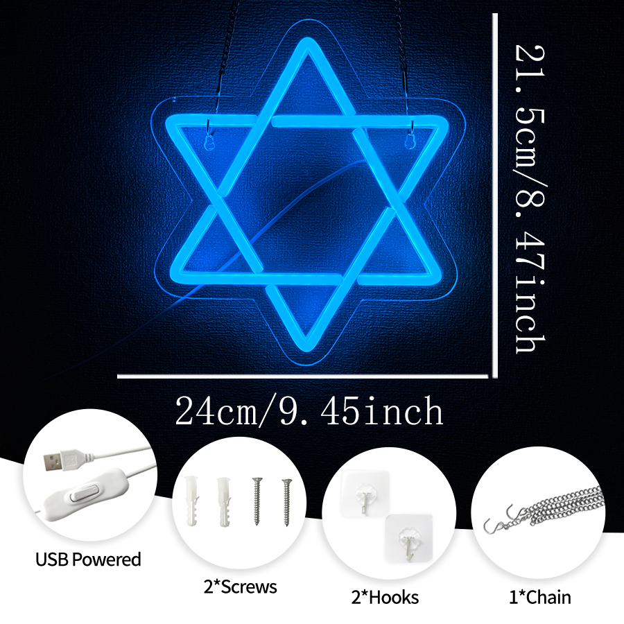 David Star Blue Led Neon Sign, - đánh giá và giá Home Office Icon