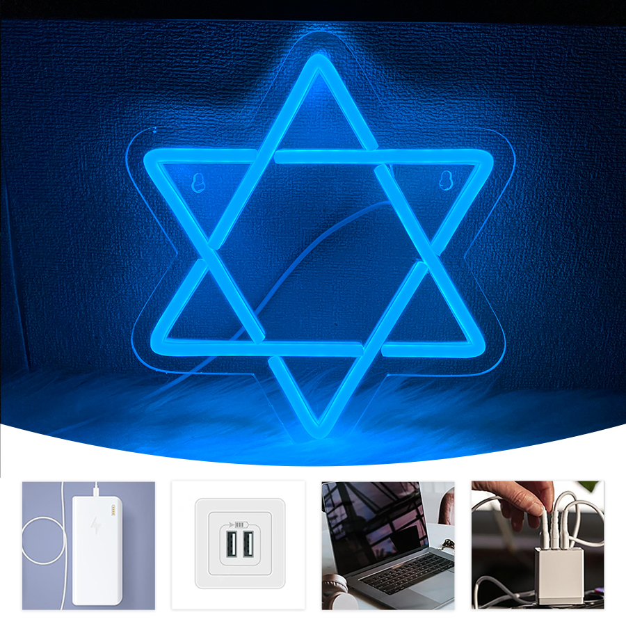 David Star Blue Led Neon Sign, - đánh giá và giá Home Office Icon