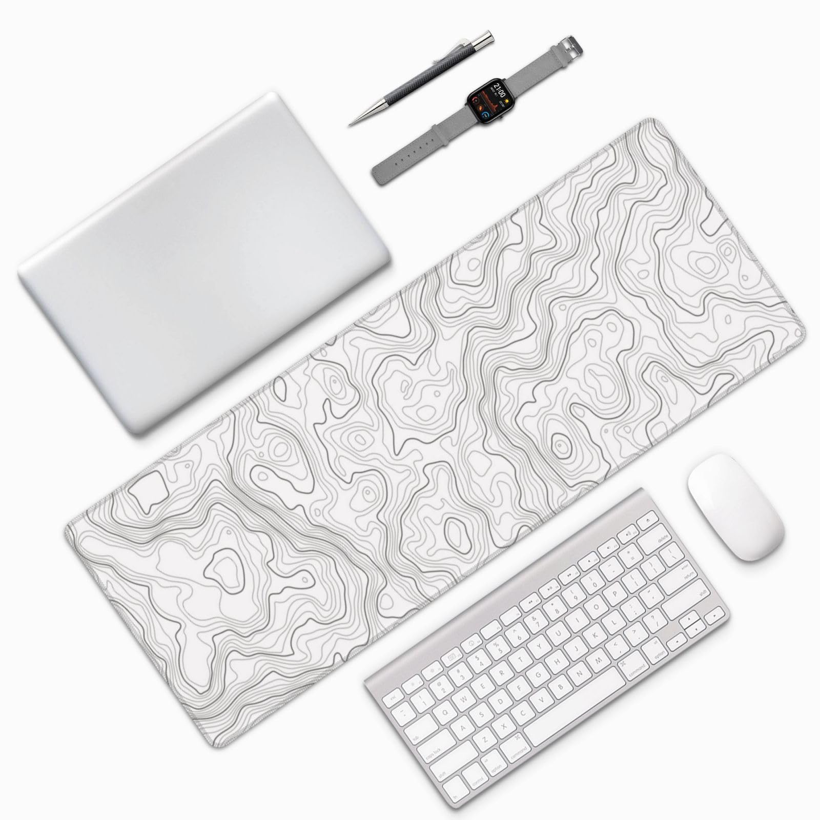Abstract White Topographic Con - đánh giá và giá Mousepad Xl Extended