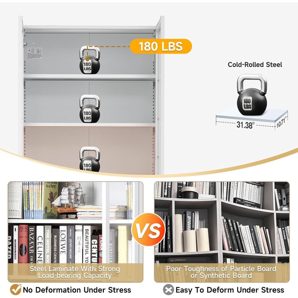 70.87 Tall Metal Bookshelf, 5- - đánh giá và giá Home Office In Living Room