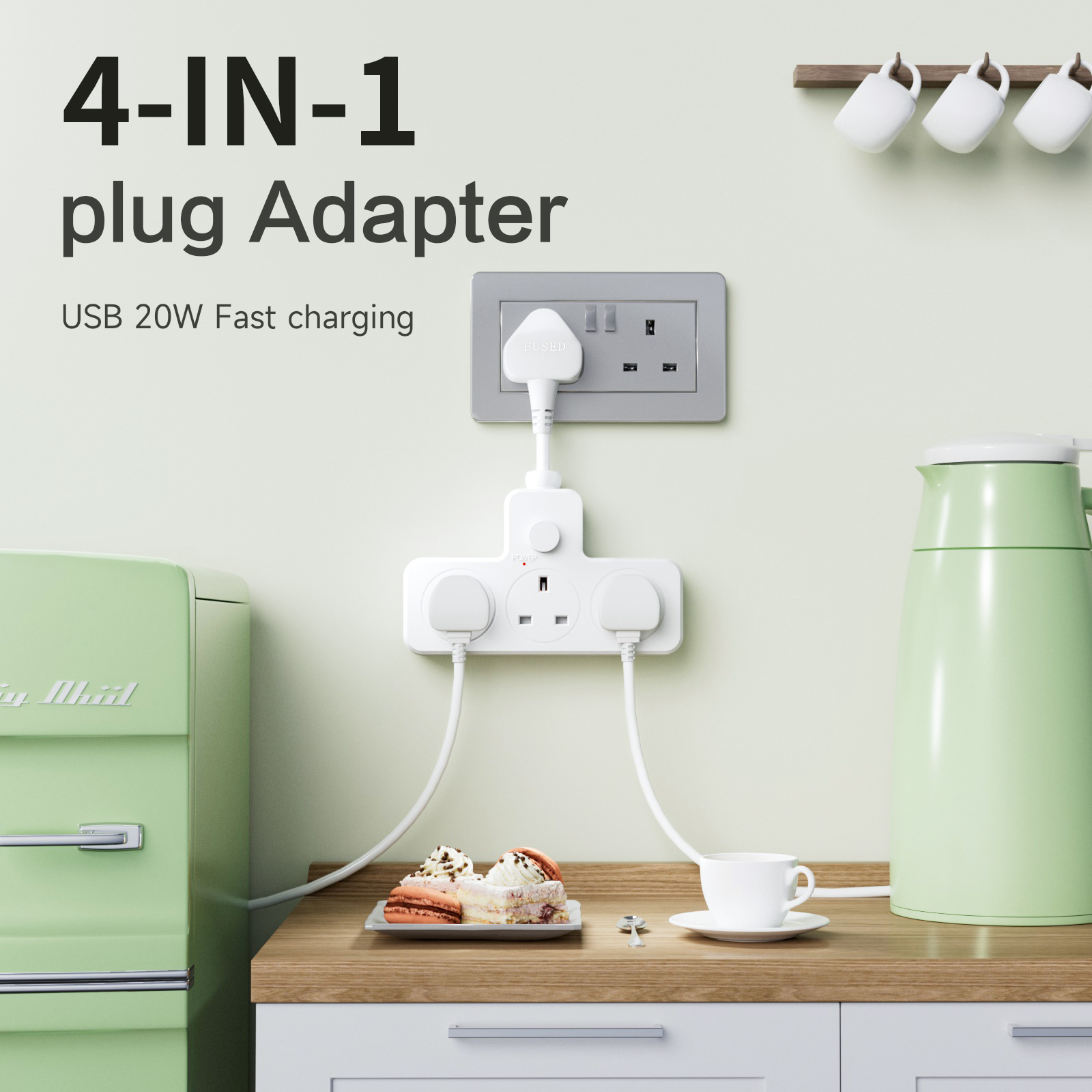 UK Power Plug Wall Outlet 13A  - đánh giá và giá Power Strip Desk