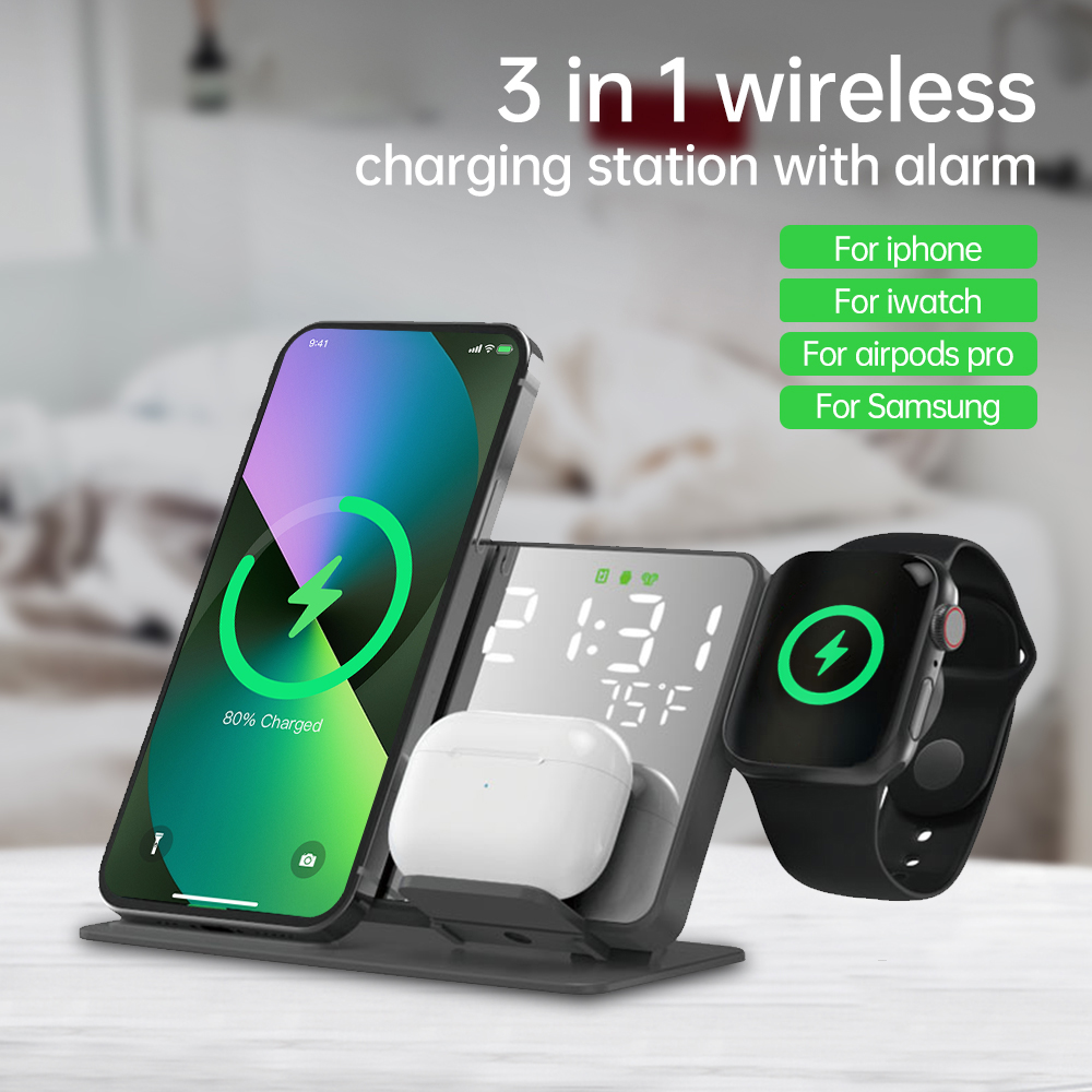 3 in 1 Wireless Charger For iP - đánh giá và giá Led Desk Clock