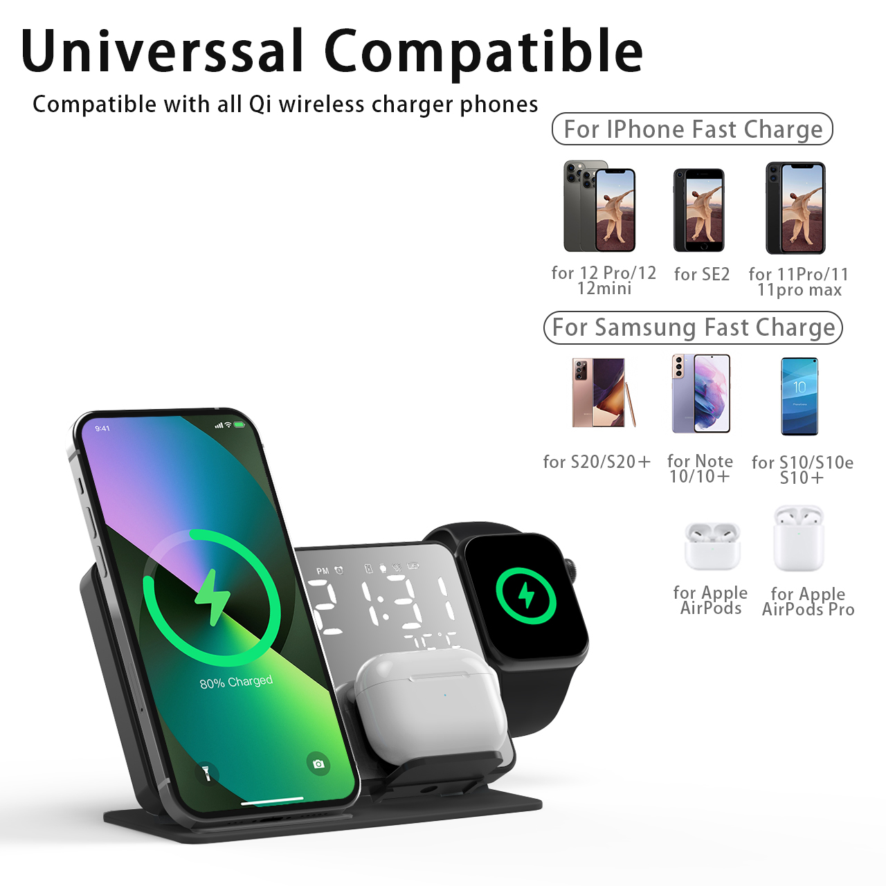 3 in 1 Wireless Charger For iP - đánh giá và giá Led Desk Clock