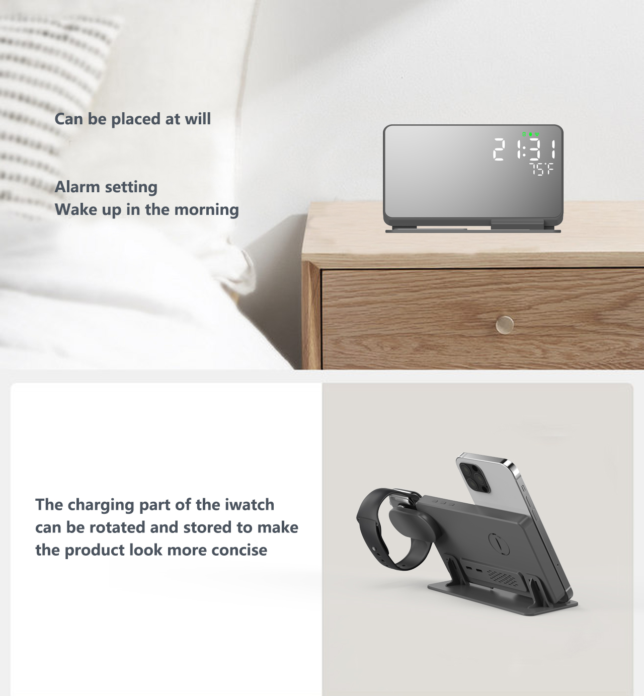 3 in 1 Wireless Charger For iP - đánh giá và giá Led Desk Clock