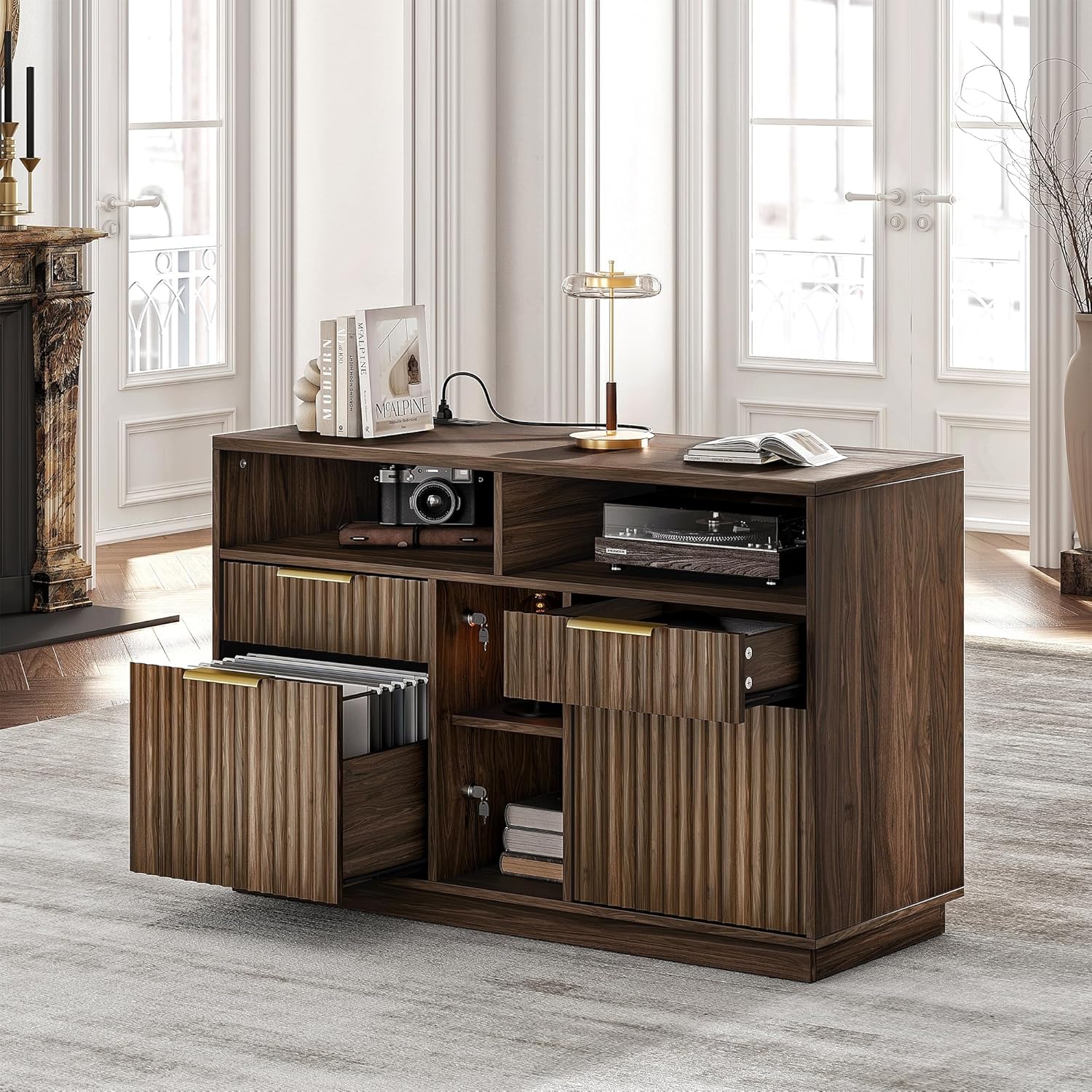4 Drawer File Cabinet, Fluted  - đánh giá và giá Home Office Printer