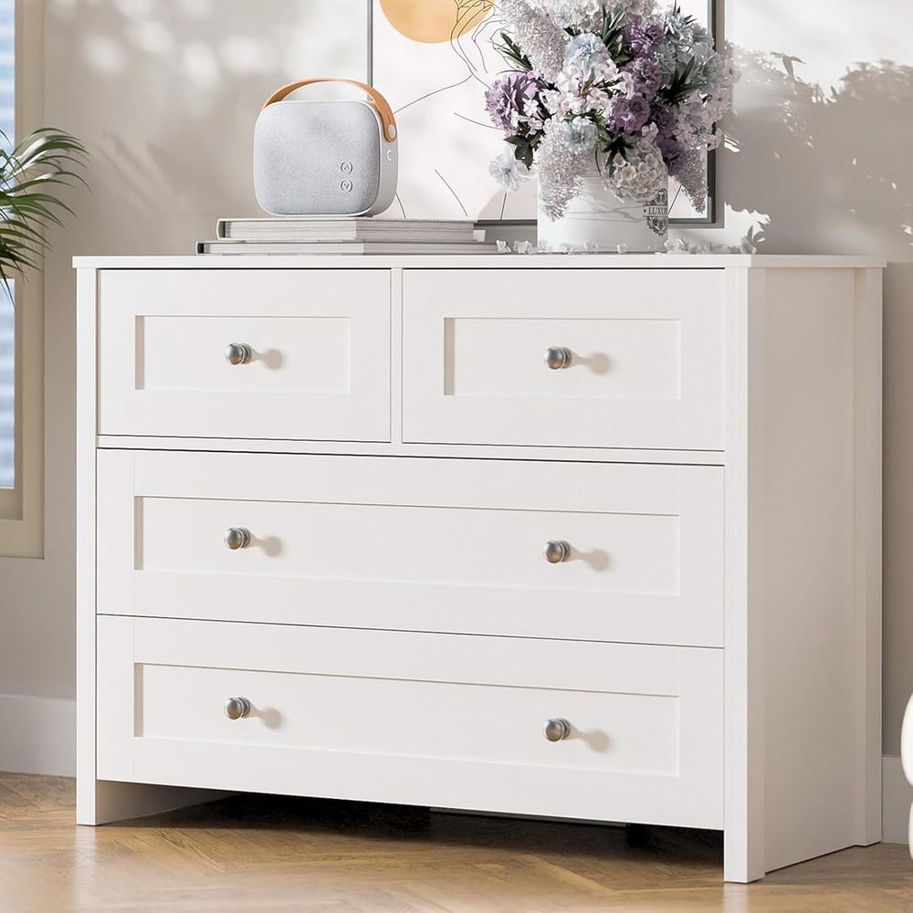 40-inch Wide 4-Drawer White Wo - đánh giá và giá Home Office In Living Room