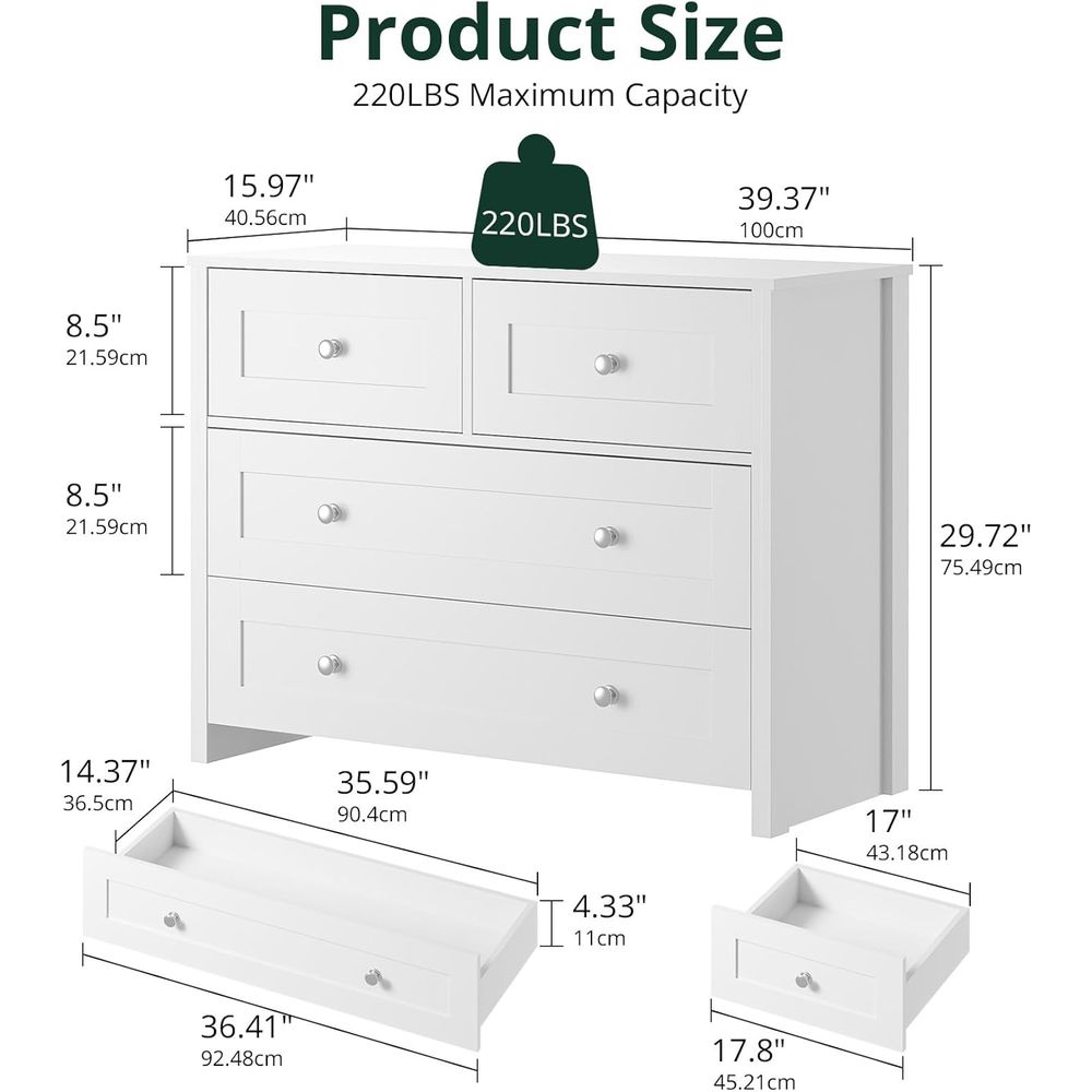 40-inch Wide 4-Drawer White Wo - đánh giá và giá Home Office In Living Room