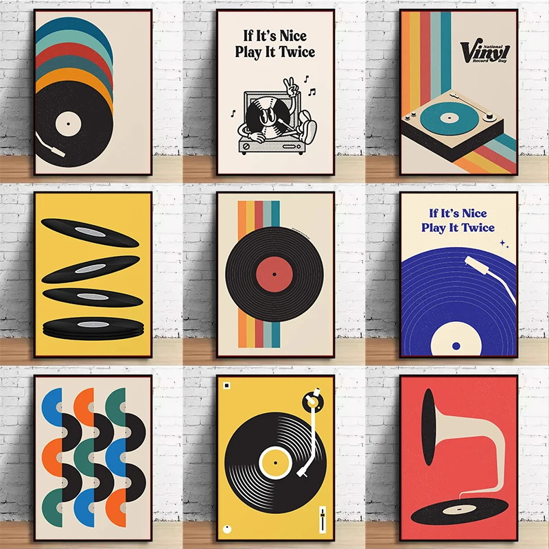 Mid Century Vinyl Record Canva - đánh giá và giá Home Office Minimalist