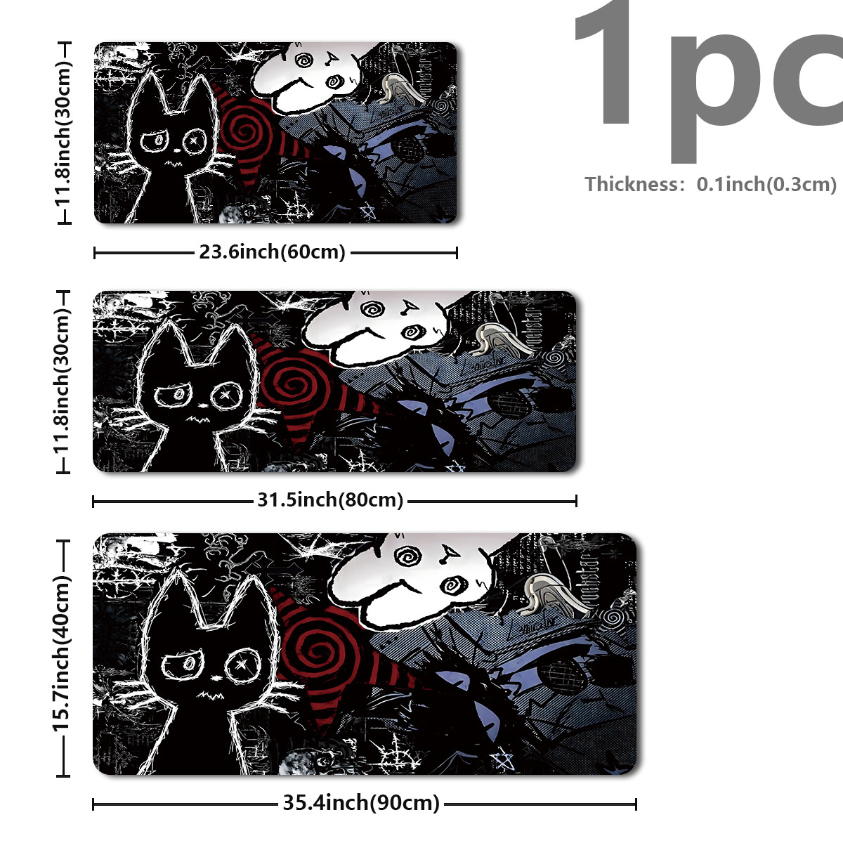 Dark Aesthetic Gothic Cat And  - đánh giá và giá Mousepad Xl Extended