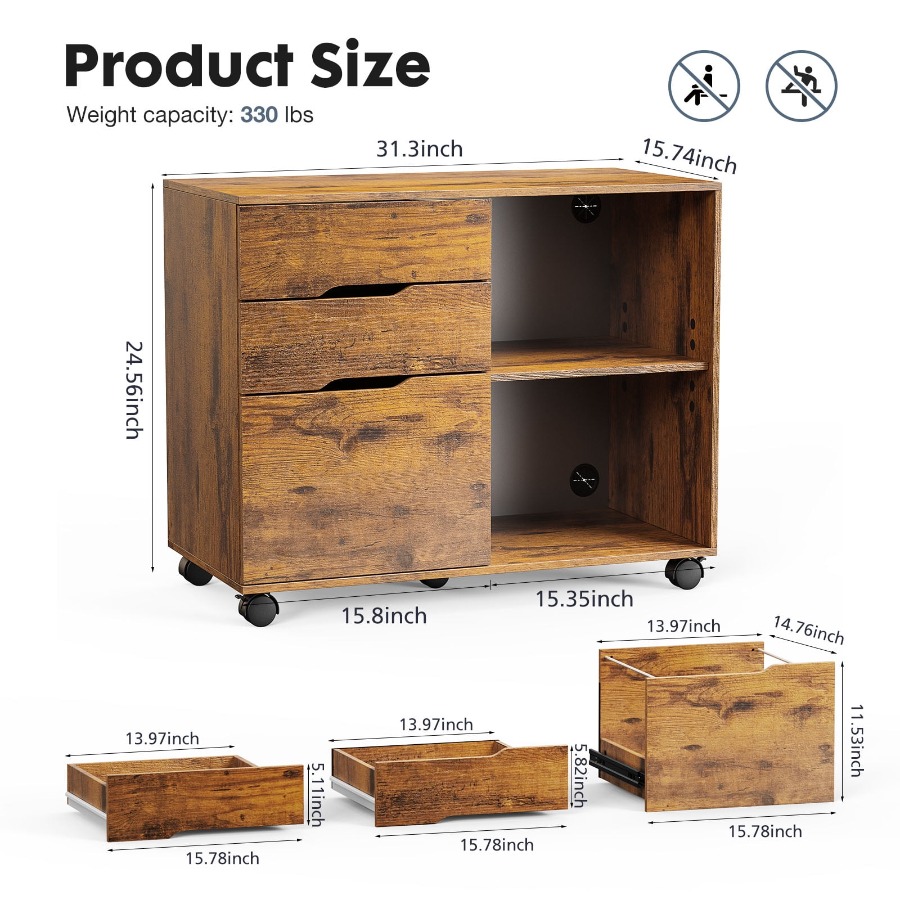 3 Drawer File Cabinet with Whe - đánh giá và giá Home Office Printer
