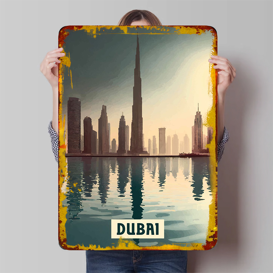 Dubai Skyline at Sunset Metal  - đánh giá và giá Home Office Dubai