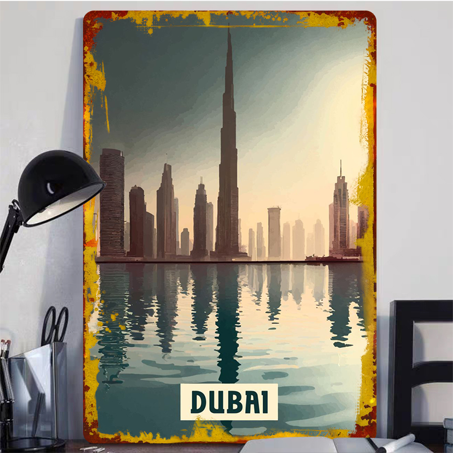 Dubai Skyline at Sunset Metal  - đánh giá và giá Home Office Dubai