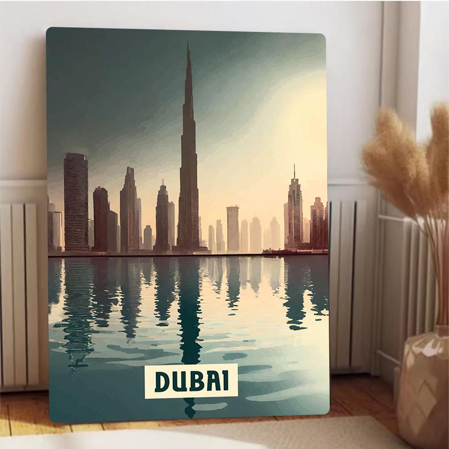 Dubai Skyline at Sunset Metal  - đánh giá và giá Home Office Dubai