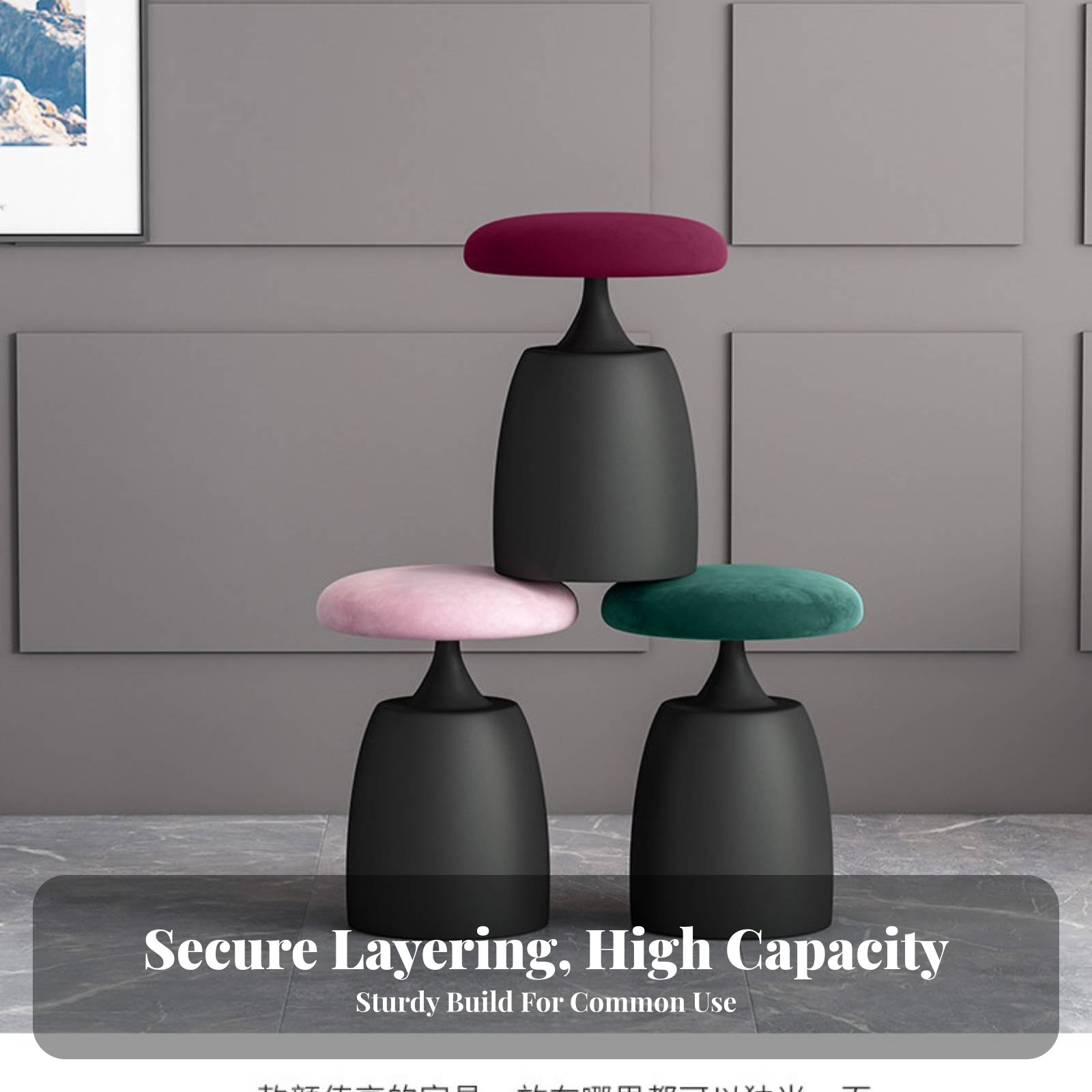 Round Upholstered Pouf Light L - đánh giá và giá Home Office In Living Room