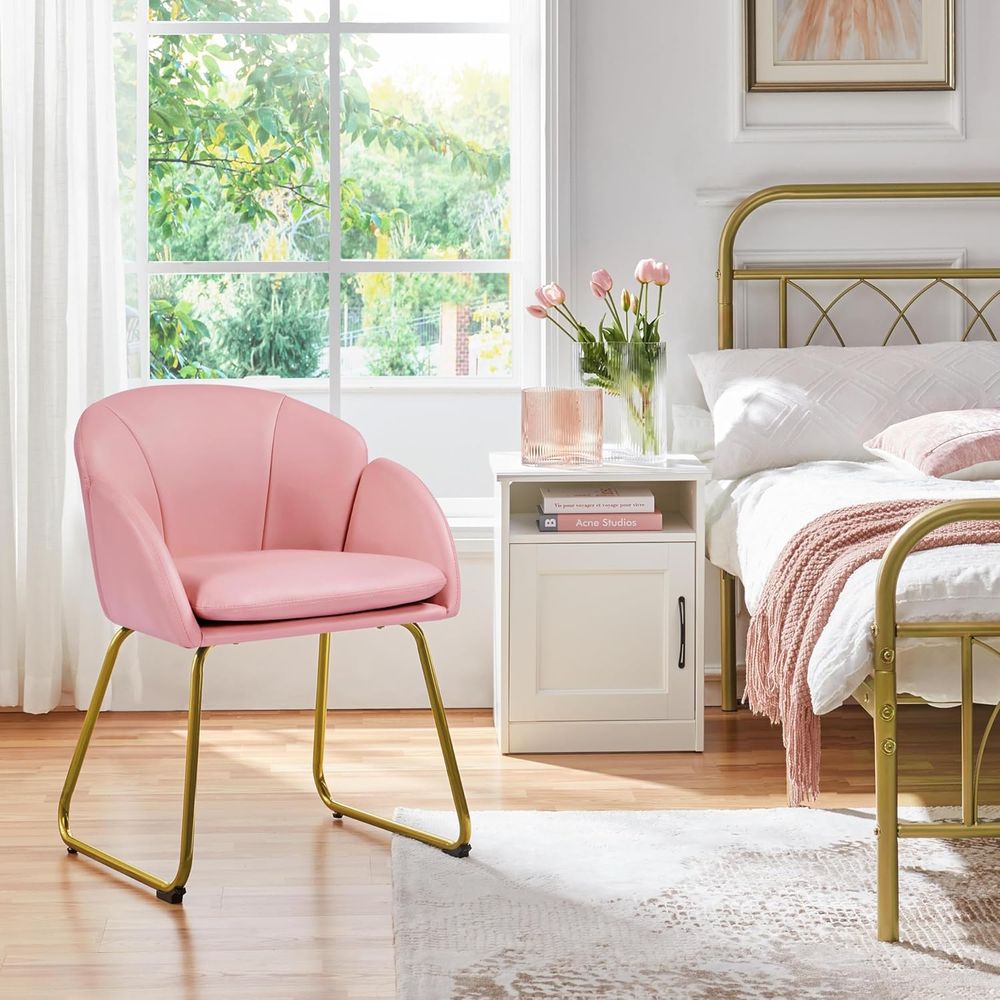 Pink PU Leather Vanity Chair w - đánh giá và giá Home Office In Living Room