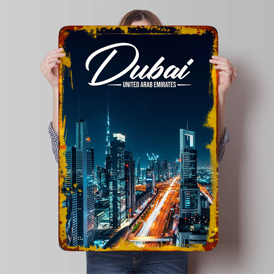 Dubai Skyline Night View Metal - đánh giá và giá Home Office Dubai