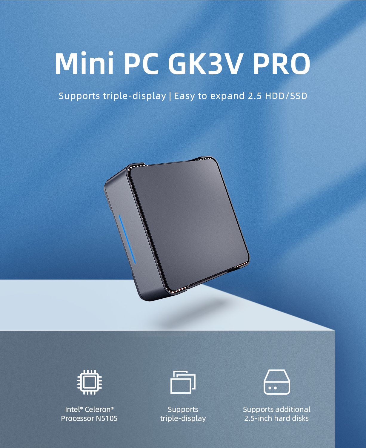 GK3V Pro mini pc Intel N5105 R - đánh giá và giá Home Office Programmer
