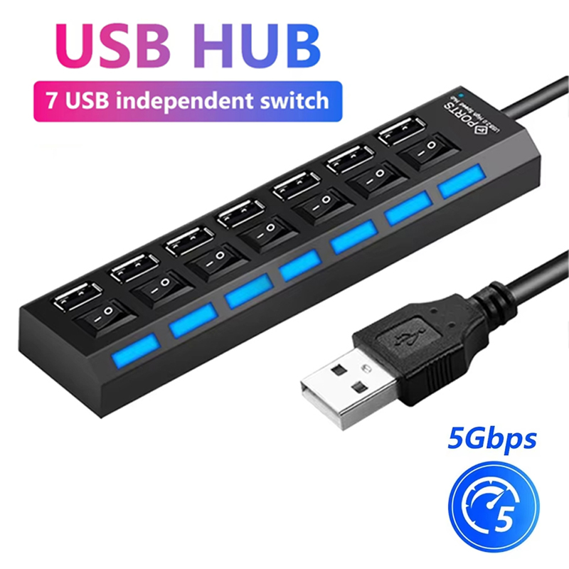 7 Port USB 2.0 Hub Splitter Fo - đánh giá và giá Home Office Laptop