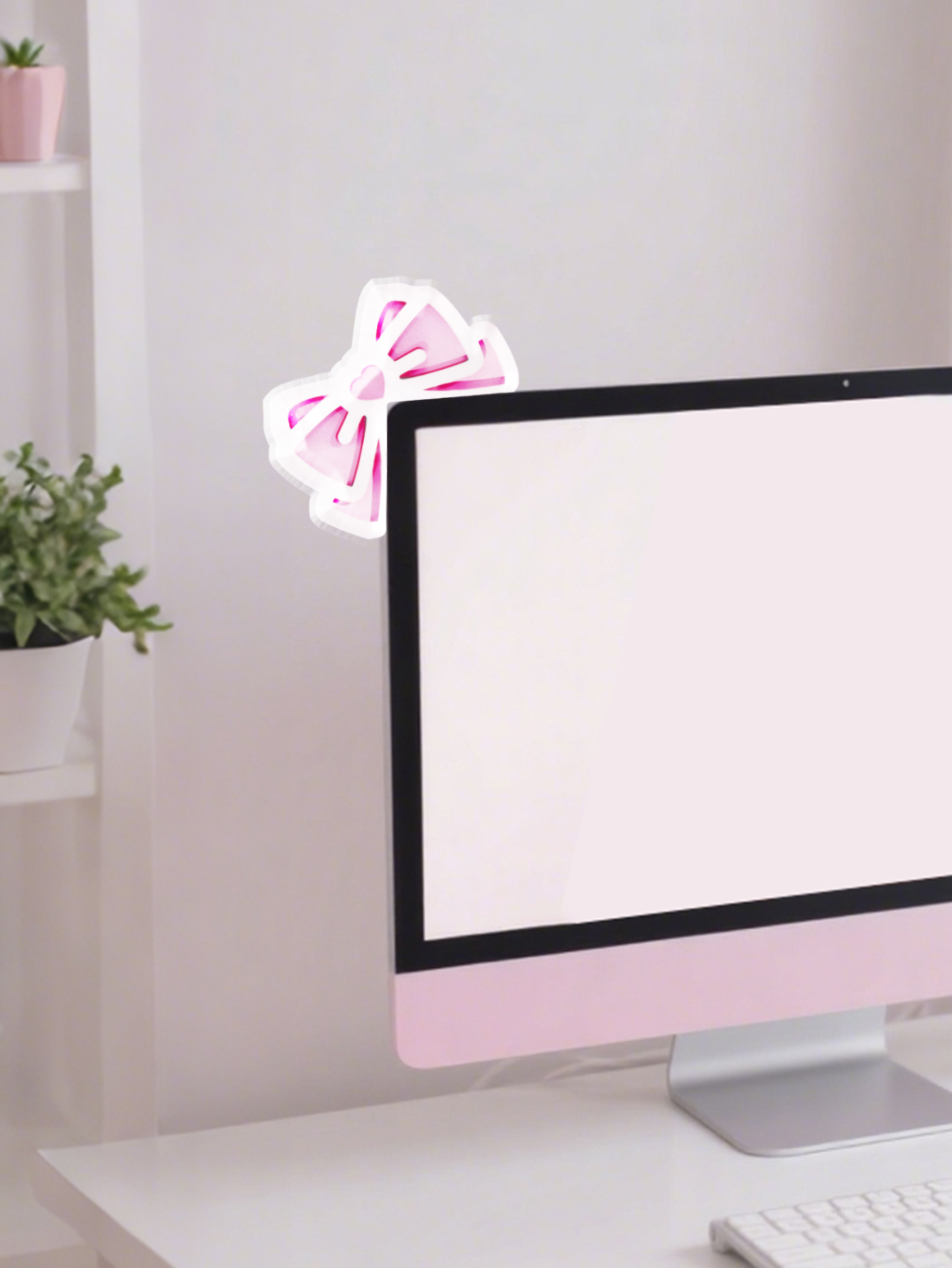 Kawaii Bow Monitor Decor Pink  - đánh giá và giá Home Office Programmer
