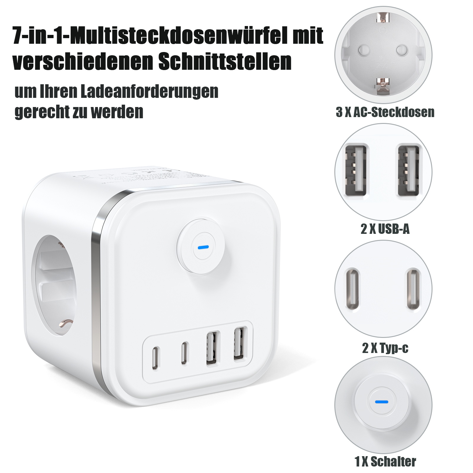 3680W Multi Plug EU Power Stri - đánh giá và giá Power Strip Desk