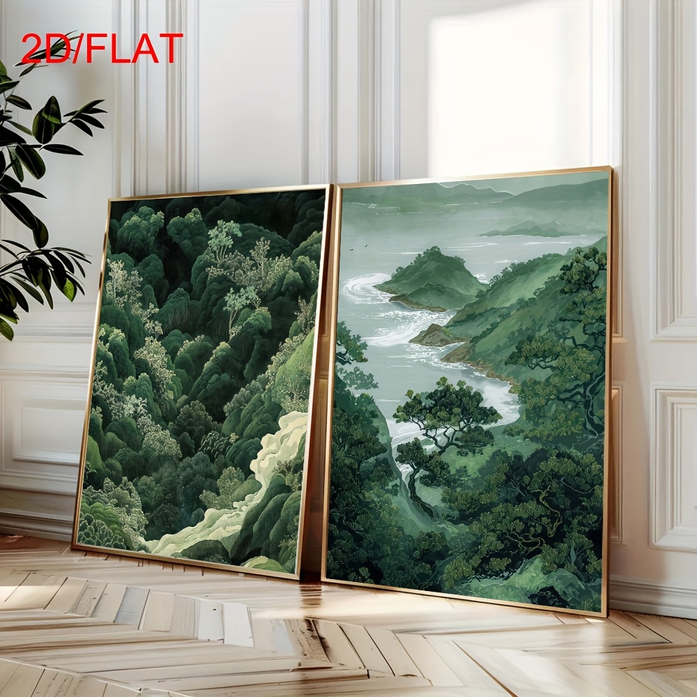 2pcs Modern Green Forest Mount - đánh giá và giá Home Office Minimalist
