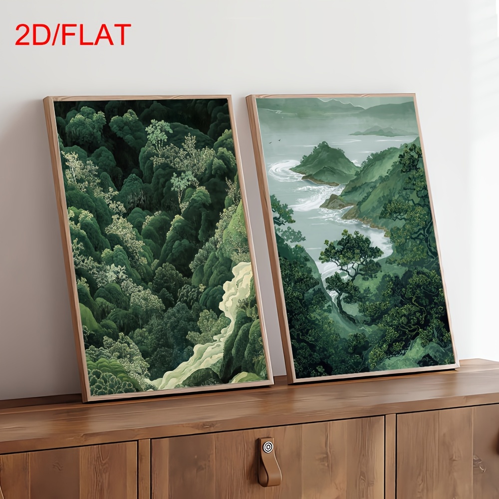 2pcs Modern Green Forest Mount - đánh giá và giá Home Office Minimalist