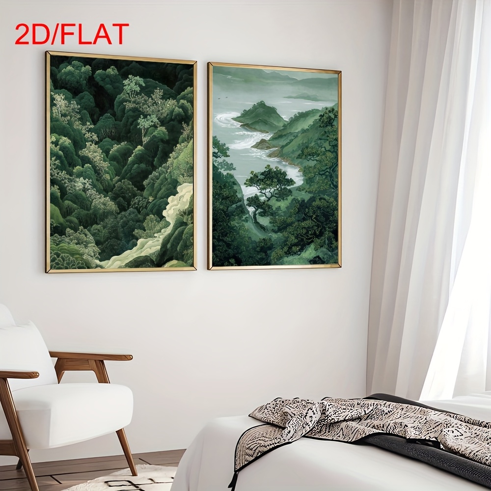 2pcs Modern Green Forest Mount - đánh giá và giá Home Office Minimalist