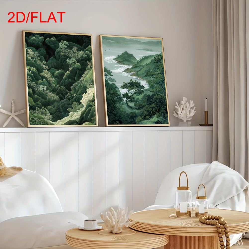 2pcs Modern Green Forest Mount - đánh giá và giá Home Office Minimalist