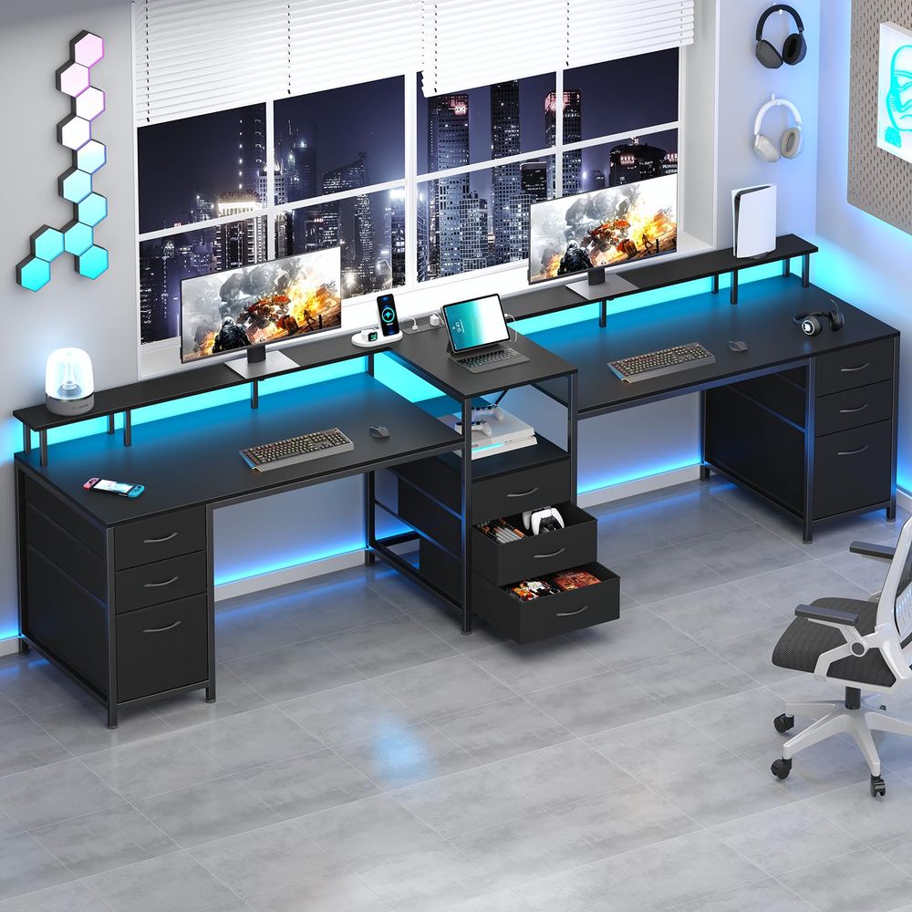 98.4 Long Computer Desk with 9 - đánh giá và giá Home Office For Two