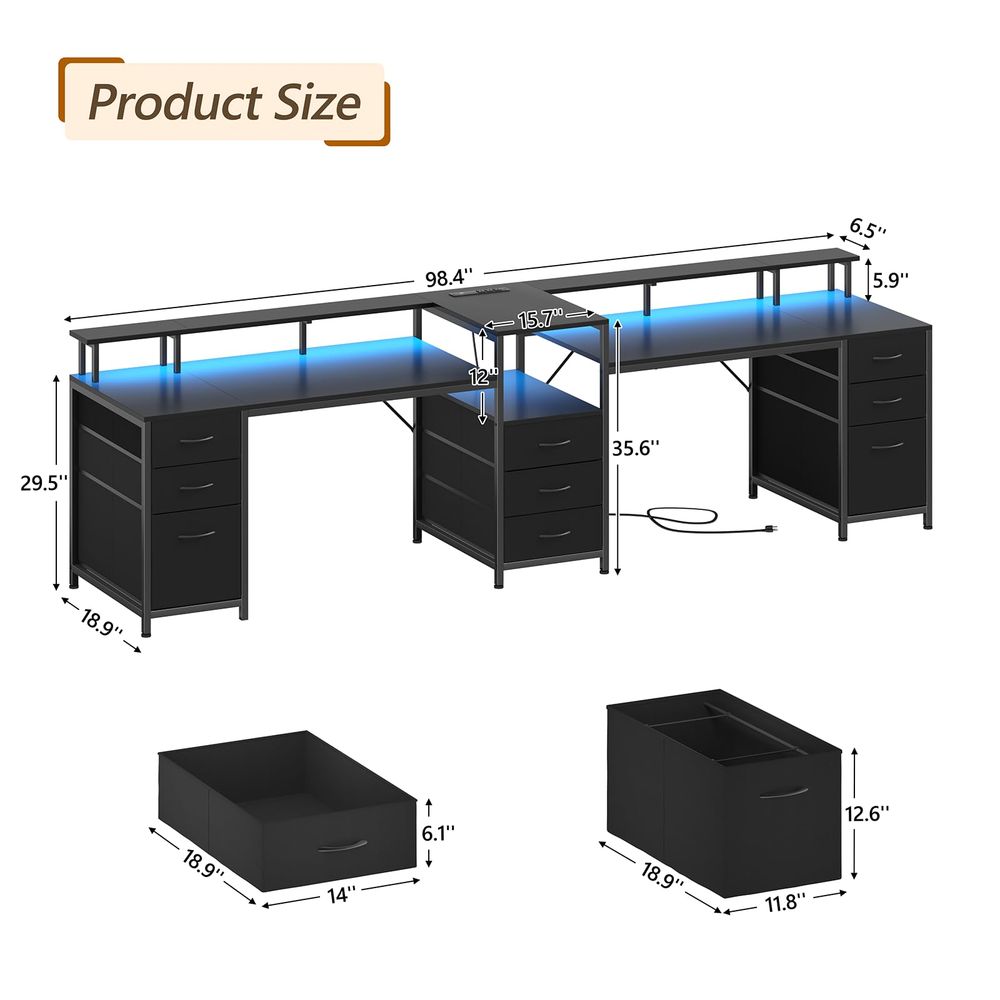 98.4 Long Computer Desk with 9 - đánh giá và giá Home Office For Two