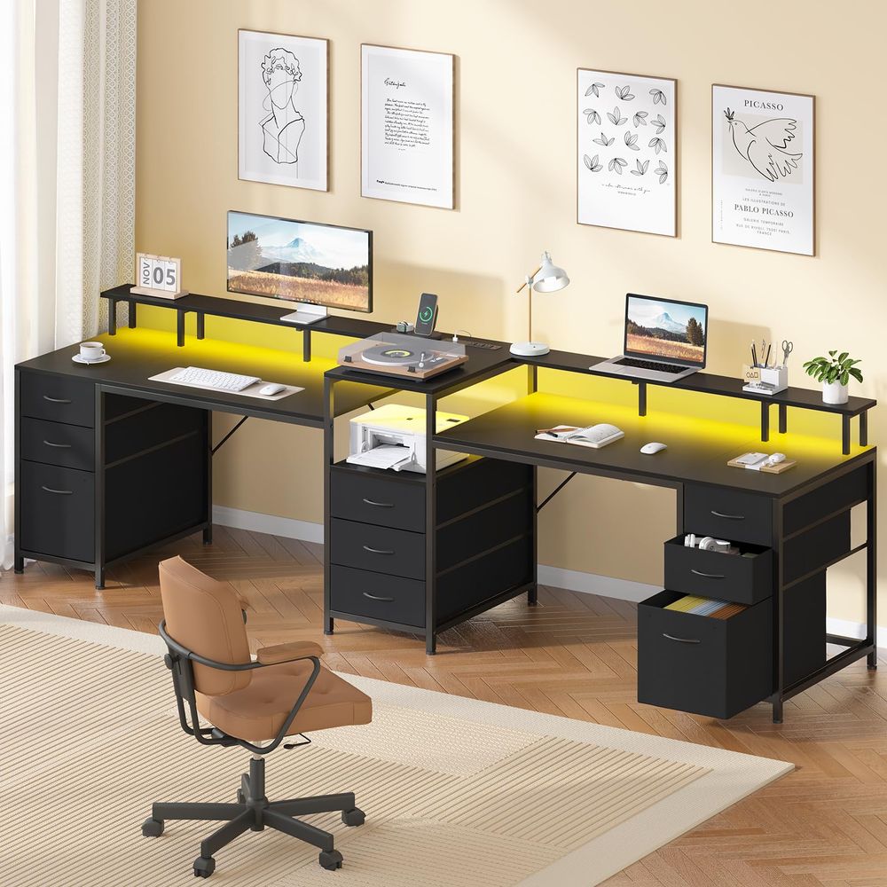 98.4 Long Computer Desk with 9 - đánh giá và giá Home Office For Two