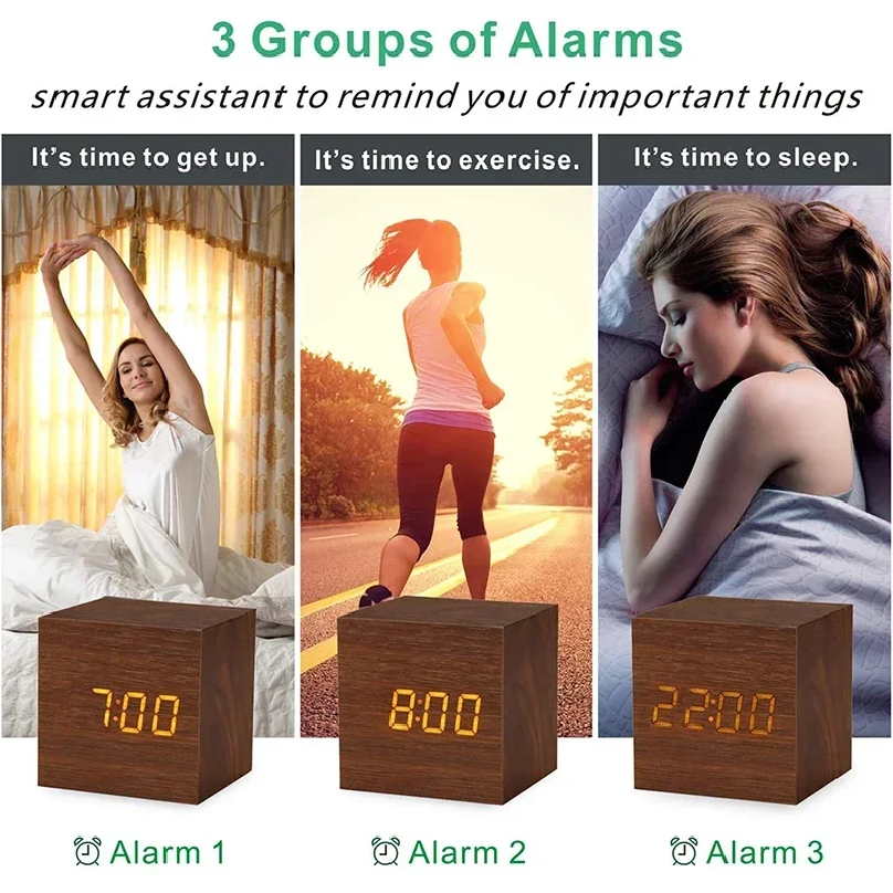 Wooden Digital Alarm Clock wit - đánh giá và giá Led Desk Clock