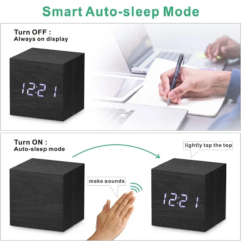 Wooden Digital Alarm Clock wit - đánh giá và giá Led Desk Clock