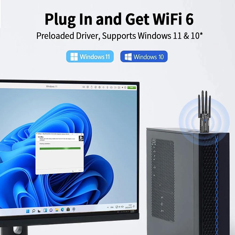 WiFi 6 USB Adapter 1800Mbps Du - đánh giá và giá Home Office Laptop